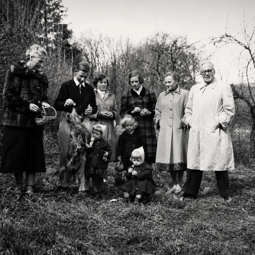 Familie Schafft 1954, Kassel: Ursula und Hermann mit den Kindern Hanna, Hans, Ecke und Bine